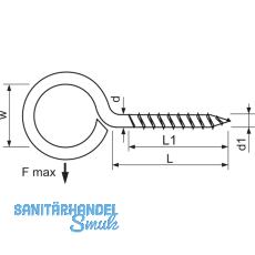 Ringschraube mit Holzgewinde 4x12 Stahl vermessingt