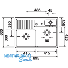 VILLEROY & BOCH Splstein, 895 x 630 x 220 mm, wei-alpin