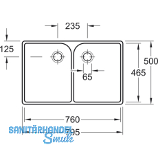 VILLEROY & BOCH Splstein, 800 x 500 x 220 mm, wei-alpin