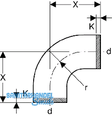 Geberit PE Bogen 90 Grad d 200 370055