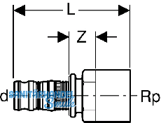 Geberit Mepla bergang d 50mmx6/4"IG