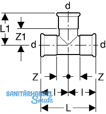 Geberit Mapress C-Stahl T-Stk.egal mit