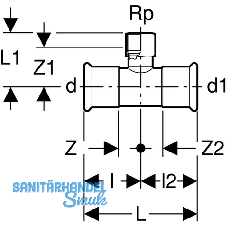 Geberit Mapress C-Stahl T-Stck m.Abg.