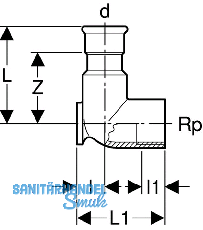 Geberit Mapress Edelst.Gas Deckenwinkel