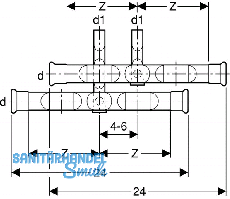 Geberit Mapress C-Stahl Kreuzungs-Paar