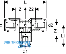 Geberit PushFit T-Stck d 25x16x25mm
