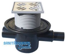 HL300 Bodenabl. DN50 waagr m. Zulauf DN40/50. 123x123mm/115x115m