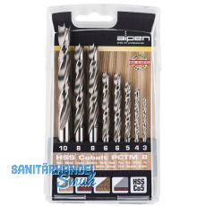 ALPEN Holzspiralbohrer Kassette PCTM 8 HSS Cobalt Bohrer � 3 - 8 mm 8-teilig