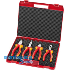 KNIPEX Zangen-Set VDE 4-tlg.Kombi-,Flachrund-, Abisolierzange, Seitenschneider