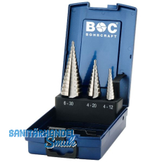 BOHRCRAFT Stufenbohrer-Satz Gr.1-3 HSS 2 Schneiden Bohrer ø 4.0-30.0 mm BOHRCRAFT Stufenbohrer-Satz Gr.1-3 HSS 2 Schneiden Bohrer ø 4.0-30.0 mm
