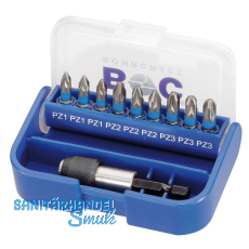 BOHRCRAFT Bit Satz Pozidriv mit Bithalter 10-teilig Box farbliche Kennzeichnung BOHRCRAFT Bit Satz Pozidriv mit Bithalter 10-teilig Box farbliche Kennzeichnung