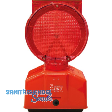 LED-Baustellenleuchte Solar rot/transparente Linse mit Blinklicht LED-Baustellenleuchte Solar rot/transparente Linse mit Blinklicht