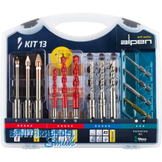 ALPEN Bohr-Schraubset KIT 13 Inhalt 9 Bohrer, 4 Bits ALPEN Bohr-Schraubset KIT 13 Inhalt 9 Bohrer, 4 Bits