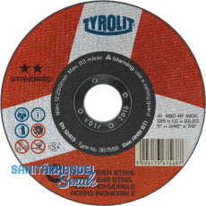 TYROLIT Trennscheibe gerade Standard** 125 x 1,0 mm Inox Form 41 TYROLIT Trennscheibe gerade Standard** 125 x 1,0 mm Inox Form 41