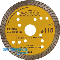 SOLIDO Diamant Trennscheibe 115 x 2.0 mm Beton Stein Baustellenmaterial SOLIDO Diamant Trennscheibe 115 x 2.0 mm Beton Stein Baustellenmaterial