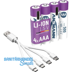 ANSMANN Batterie Akku mit Ladekabel LR03 AAA 1,5 Volt 4 Stück ANSMANN Batterie Akku mit Ladekabel LR03 AAA 1,5 Volt 4 Stück