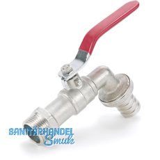 REHAU Wasserhahn mit Kugelventil 3/4 Zoll, Messing matt verchromt