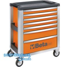 BETA Werkzeugwagen C39O Aluminium orange 800 x 500 x 971 mm 7 Schubladen