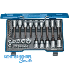 GEDORE Steckschlüssel-Satz 19TX 20 1/2"u. 1/4"vierkant Torx® 34-teilig GEDORE Steckschlüssel-Satz 19TX 20 1/2"u. 1/4"vierkant Torx® 34-teilig