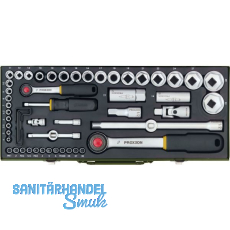 PROXXON Steckschl�ssel-Satz 1/4"+1/2"vierkant mit Umschaltknarre 56-teilig