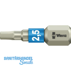 WERA Bit-Einsatz Edelstahl 3840/1TS 1/4"sechskant 2.5/25 mm Innensechskant WERA Bit-Einsatz Edelstahl 3840/1TS 1/4"sechskant 2.5/25 mm Innensechskant