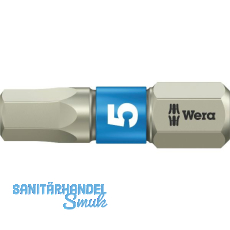 WERA Bit-Einsatz Edelstahl 3840/1TS 1/4"sechskant 5.0/25 mm Innensechskant WERA Bit-Einsatz Edelstahl 3840/1TS 1/4"sechskant 5.0/25 mm Innensechskant