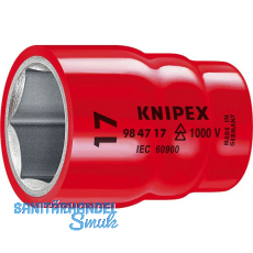 KNIPEX Steckschl�ssel-Einsatz isoliert 9847, 1/2" f�r 6-kant, SW 17 mm