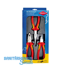 KNIPEX Zangen-Set VDE Elektro-Paket 3-tlg.Kombi-Flachrundzange, Seitenschneider