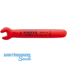 KNIPEX Einmaulschlüssel isoliert Zoll, SW 1/4", Maulstellung 15°, L=108 mm KNIPEX Einmaulschlüssel isoliert Zoll, SW 1/4", Maulstellung 15°, L=108 mm