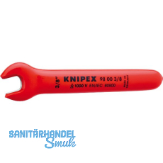 KNIPEX Einmaulschlüssel isoliert Zoll, SW 3/8", Maulstellung 15°, L=108 mm KNIPEX Einmaulschlüssel isoliert Zoll, SW 3/8", Maulstellung 15°, L=108 mm