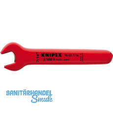 KNIPEX Einmaulschlüssel isoliert Zoll, SW 7/16", Maulstellung 15°, L=120,7 mm KNIPEX Einmaulschlüssel isoliert Zoll, SW 7/16", Maulstellung 15°, L=120,7 mm