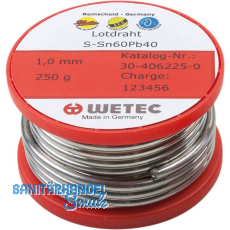 Elektrolötdraht SN60Pb40 flussmittelgefüllt ø 1 mm Inhalt 250 g Elektrolötdraht SN60Pb40 flussmittelgefüllt ø 1 mm Inhalt 250 g