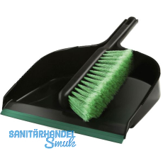 MASTA Kehrgarnitur-Set Kunststoff Schaufel mit Gummilippe + Feger schwarz / gr�n