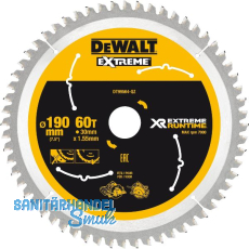 DEWALT Kreissägeblatt XR Extrem Runtime HM ø 190 x 1,38 x 30mm Zähne 60 (WZ/FZ) DEWALT Kreissägeblatt XR Extrem Runtime HM ø 190 x 1,38 x 30mm Zähne 60 (WZ/FZ)