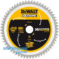 DEWALT Kreissägeblatt XR Extrem Runtime HM ø 210 x 1,8 x 30mm Zähne 60 (WZ/FZ) DEWALT Kreissägeblatt XR Extrem Runtime HM ø 210 x 1,8 x 30mm Zähne 60 (WZ/FZ)