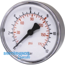 ELMAG Druckluft Manometer 50 mm 0 - 10 bar mit Au�engewinde hinten 1/8"