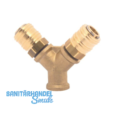 Druckluft Verteiler Messing mit IG 3/8" und 2 Euro Kupplungen Druckluft Verteiler Messing mit IG 3/8" und 2 Euro Kupplungen