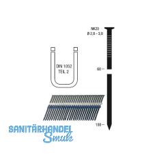 Nagelstreifen NK20 3,1 x 80 mm HBK blank geharzt Kunststoffgebunden 20 Grad