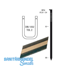 Nagelstreifen NP34 2,8 x 70 mm HBK blank geharzt Papiergebunden 34 Grad Nagelstreifen NP34 2,8 x 70 mm HBK blank geharzt Papiergebunden 34 Grad