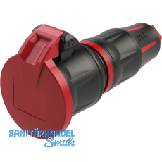 PCE Schutzkontaktkupplung KD TOPTAURUS2 Gummi 2-polig IP54 rot/schwarz PCE Schutzkontaktkupplung KD TOPTAURUS2 Gummi 2-polig IP54 rot/schwarz