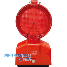 LED-Baustellenleuchte rot/transparente Linse mit Blink- oder Dauerlicht