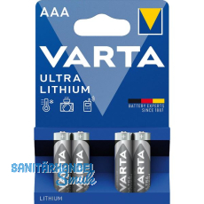 VARTA Batterie Ultra Lithium LR03/AAA 1,5 Volt (4 St) VARTA Batterie Ultra Lithium LR03/AAA 1,5 Volt (4 St)