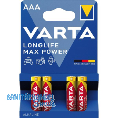 VARTA Batterie Longlife Max Power LR03/AAA 1,5 Volt 4 St�ck