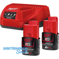 MILWAUKEE Akku-Starterset 2 x 12V / 2,0 Ah Stab-Akkus u. Ladegerät MILWAUKEE Akku-Starterset 2 x 12V / 2,0 Ah Stab-Akkus u. Ladegerät