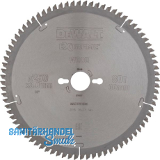 DEWALT Kreiss�geblatt HW � 250x3,0x30 mm Z80 Trapez/Flachzahn (TR/FZ) negativ