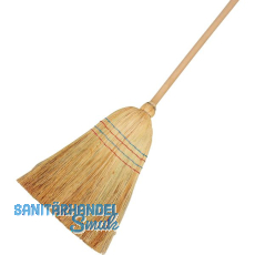 MASTA Reisstrohbesen 4-Naht mit Holzstiel