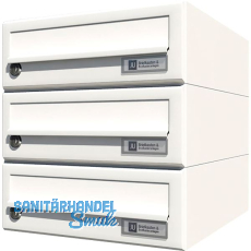 JU Hausbrieffachanlage 3-teilig, 300 x 330 x 380 mm, Stahl wei� RAL 9016