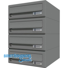 JU Hausbrieffachanlage 4-teilig, 300 x 440 x 380 mm, Stahl grau RAL 9007