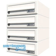 JU Hausbrieffachanlage 4-teilig, 300 x 440 x 380 mm, Stahl wei� RAL 9016