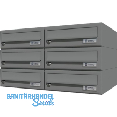 JU Hausbrieffachanlage 6-teilig, 600 x 330 x 380 mm, Stahl grau RAL 9007